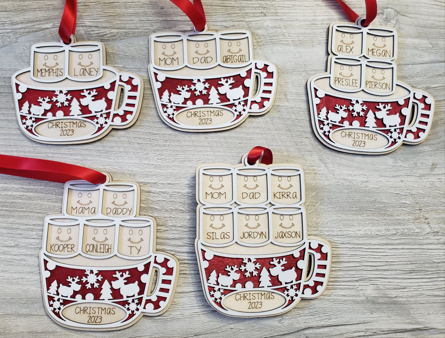 Marshmallow Personalized Christmas Ornament up to 6 names
