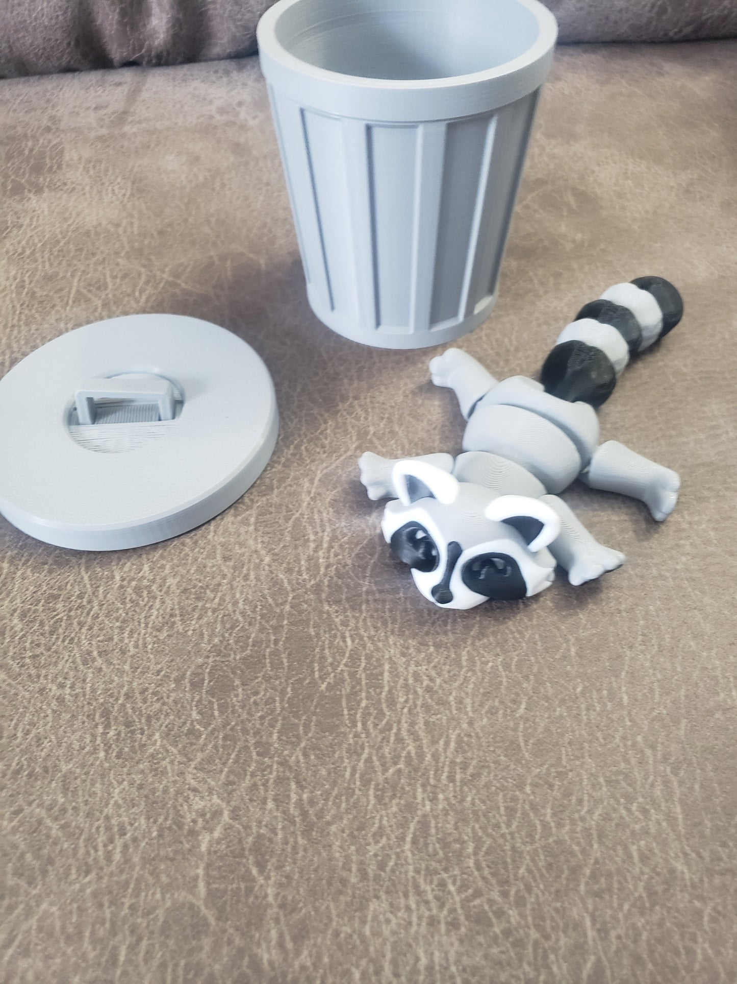 Racoon in a Trash can 3D Printed