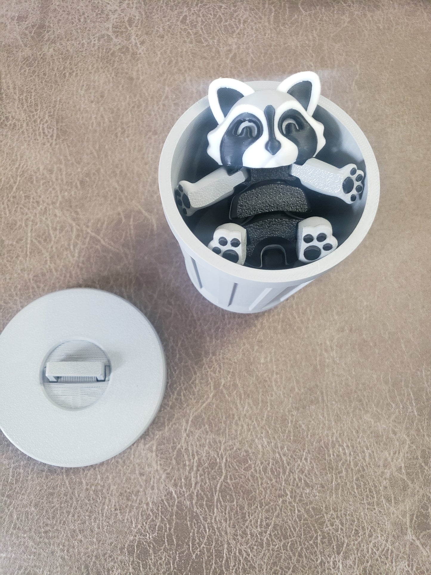 Racoon in a Trash can 3D Printed