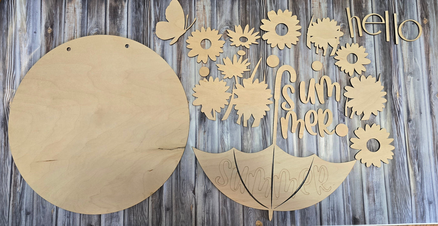 Hello Summer with umbrella 11.5 & 15" Sign