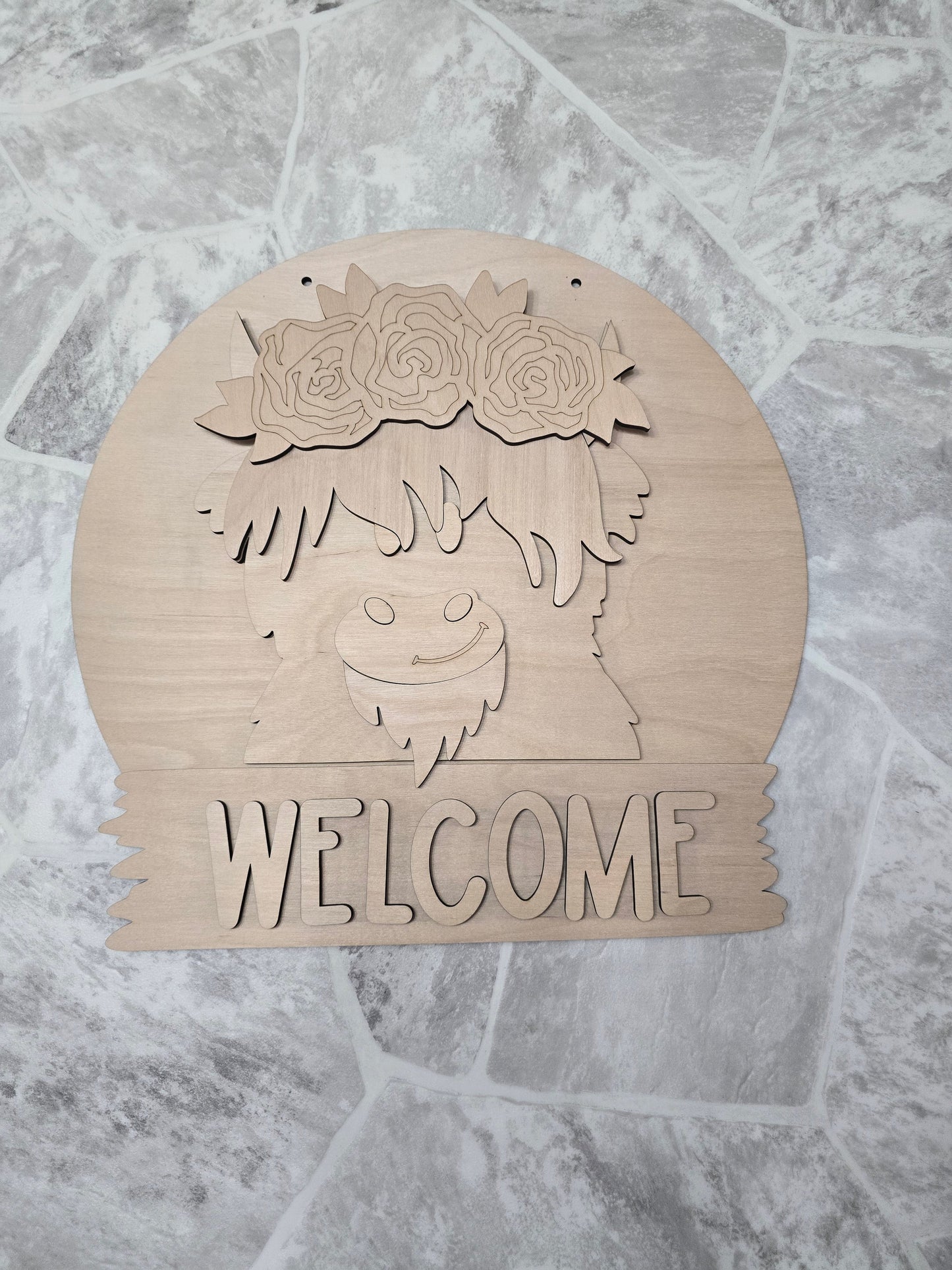 Highland Cow Interchangeable Head Wear Door Hanger DIY