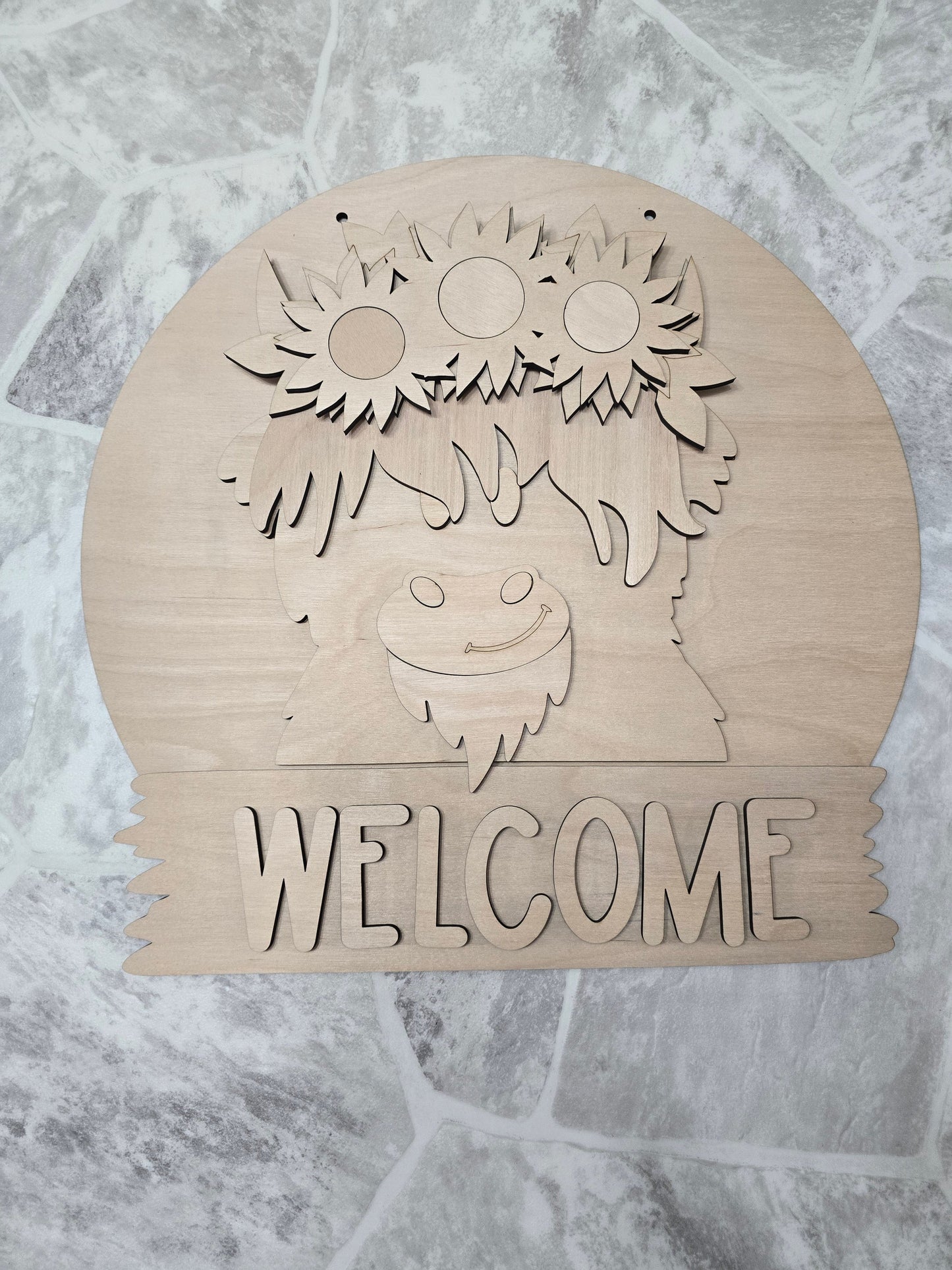 Highland Cow Interchangeable Head Wear Door Hanger DIY