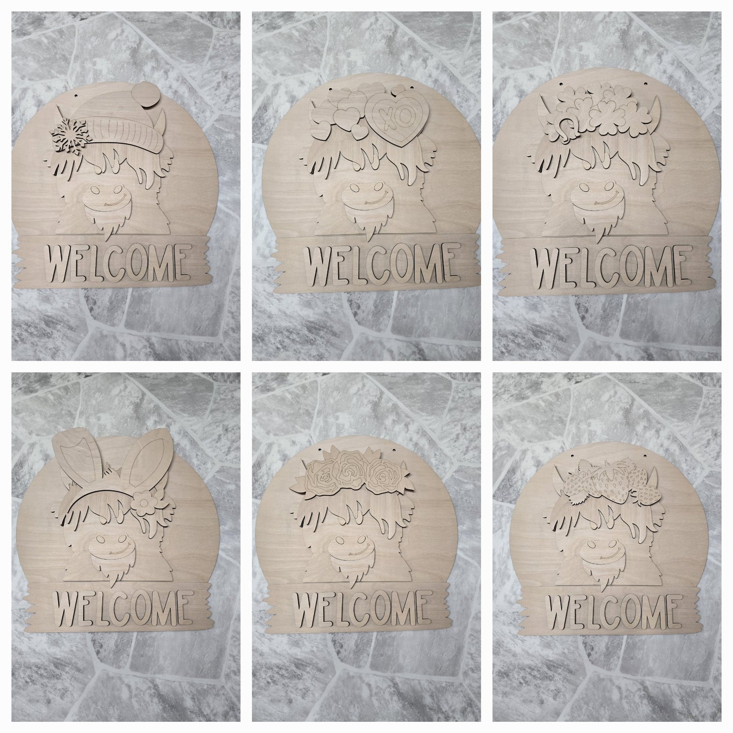 Highland Cow Interchangeable Head Wear Door Hanger DIY