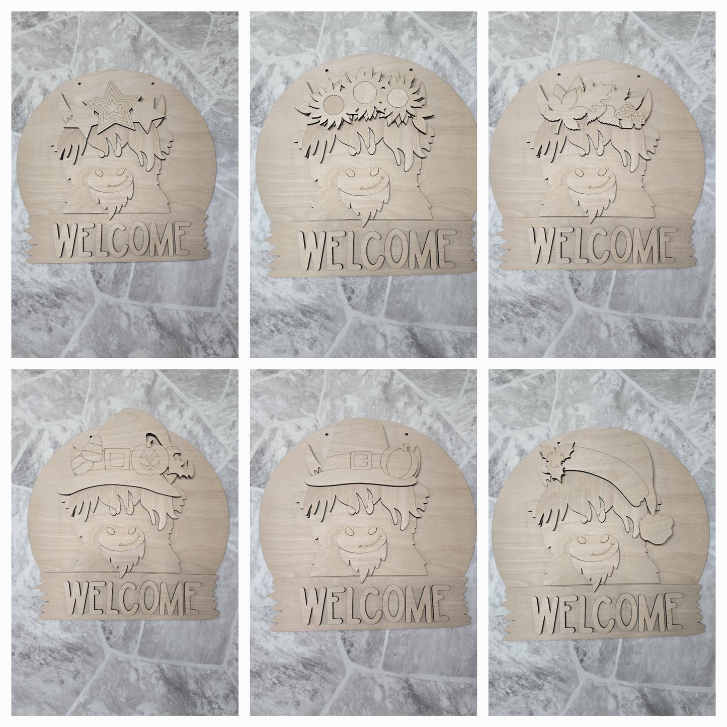 Highland Cow Interchangeable Head Wear Door Hanger DIY
