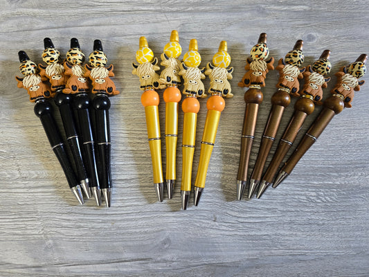Highland Cow Beaded pens