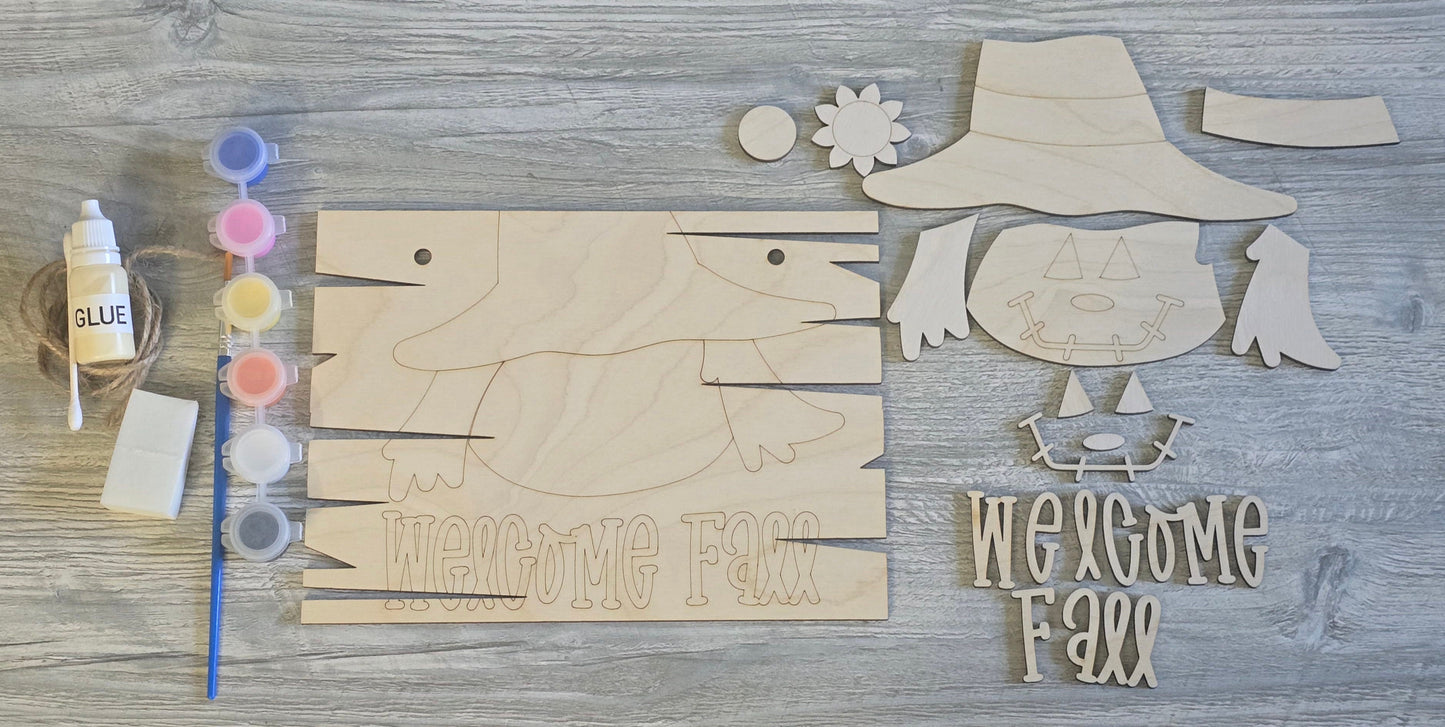 Welcome Fall Autumn skies Hello Winter Lantern DIY paint kit