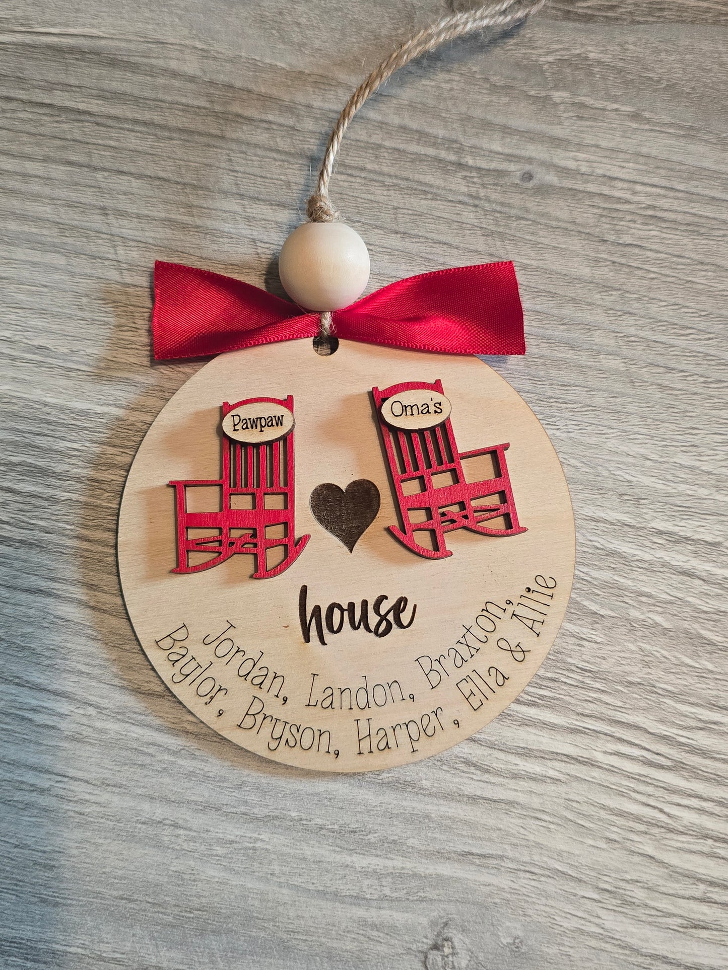 Grandparents Chair Christmas Ornament Personalized