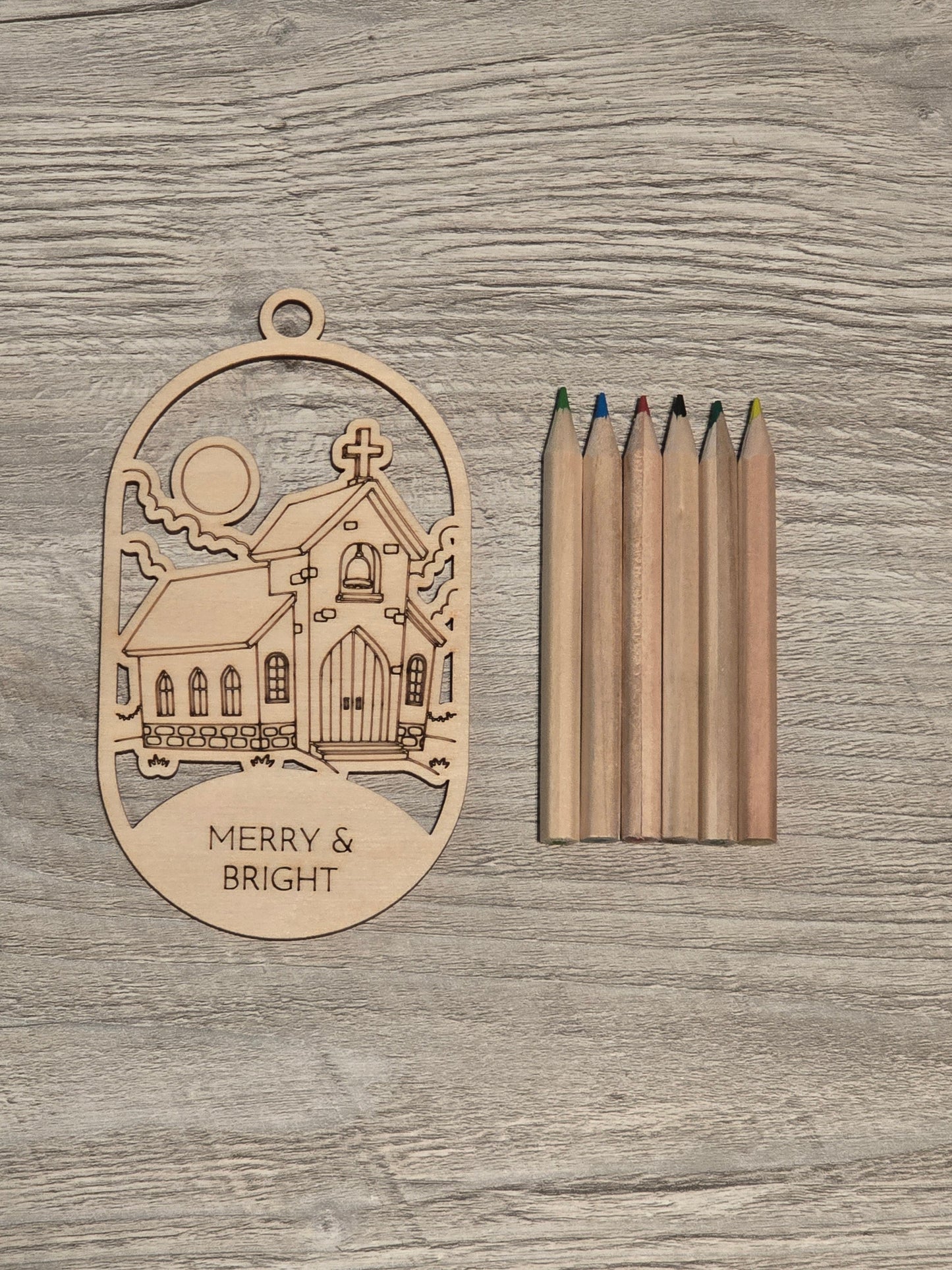 Religious Merry & Bright Christmas Ornaments coloring kits