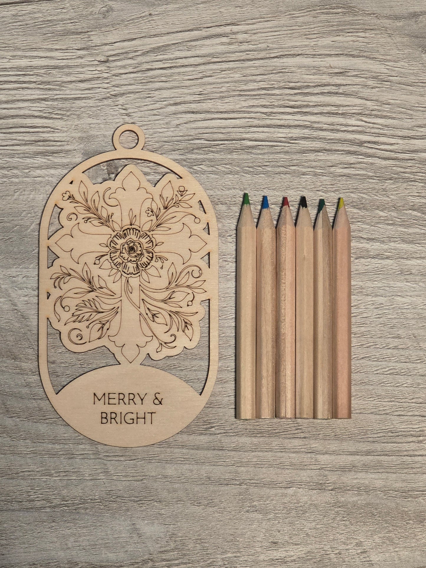 Religious Merry & Bright Christmas Ornaments coloring kits