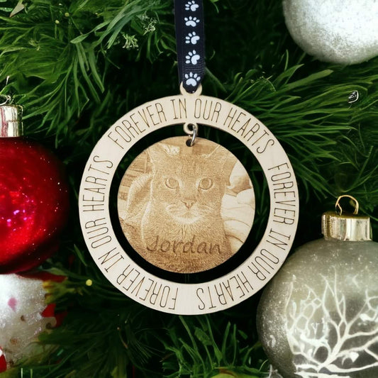 Forever in our hearts pet engraved ornament personalized Memorial