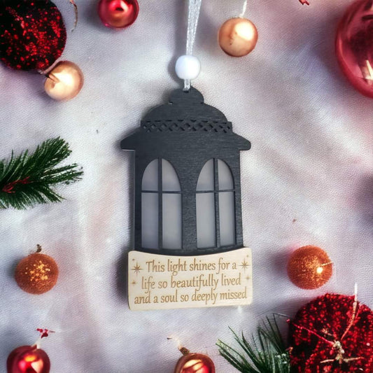 Lantern Shaped Christmas Ornament This light shines for a life so beautifully lived and a soul so deeply missed Memorial