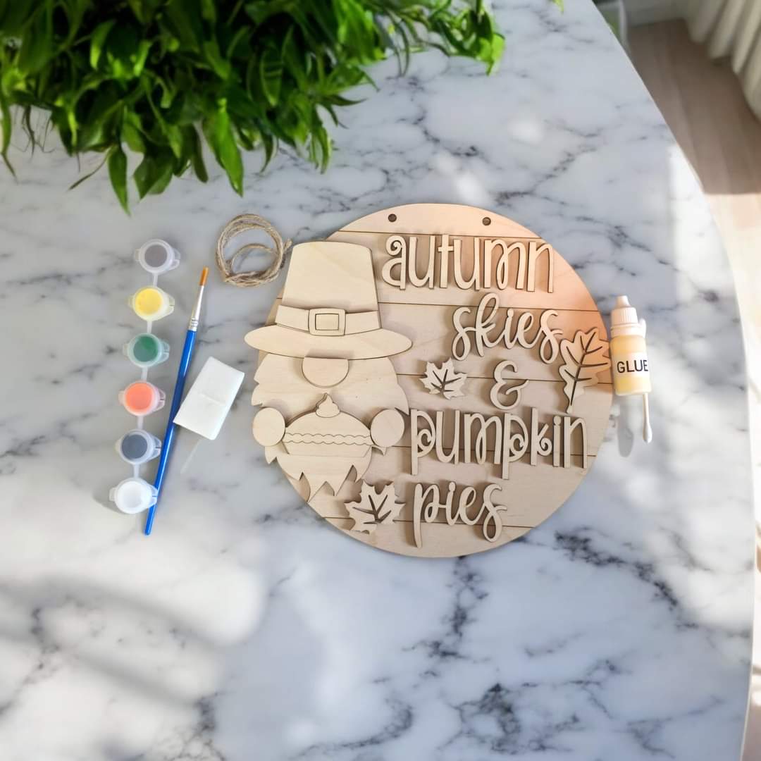 Welcome Fall Autumn skies Hello Winter Lantern DIY paint kit