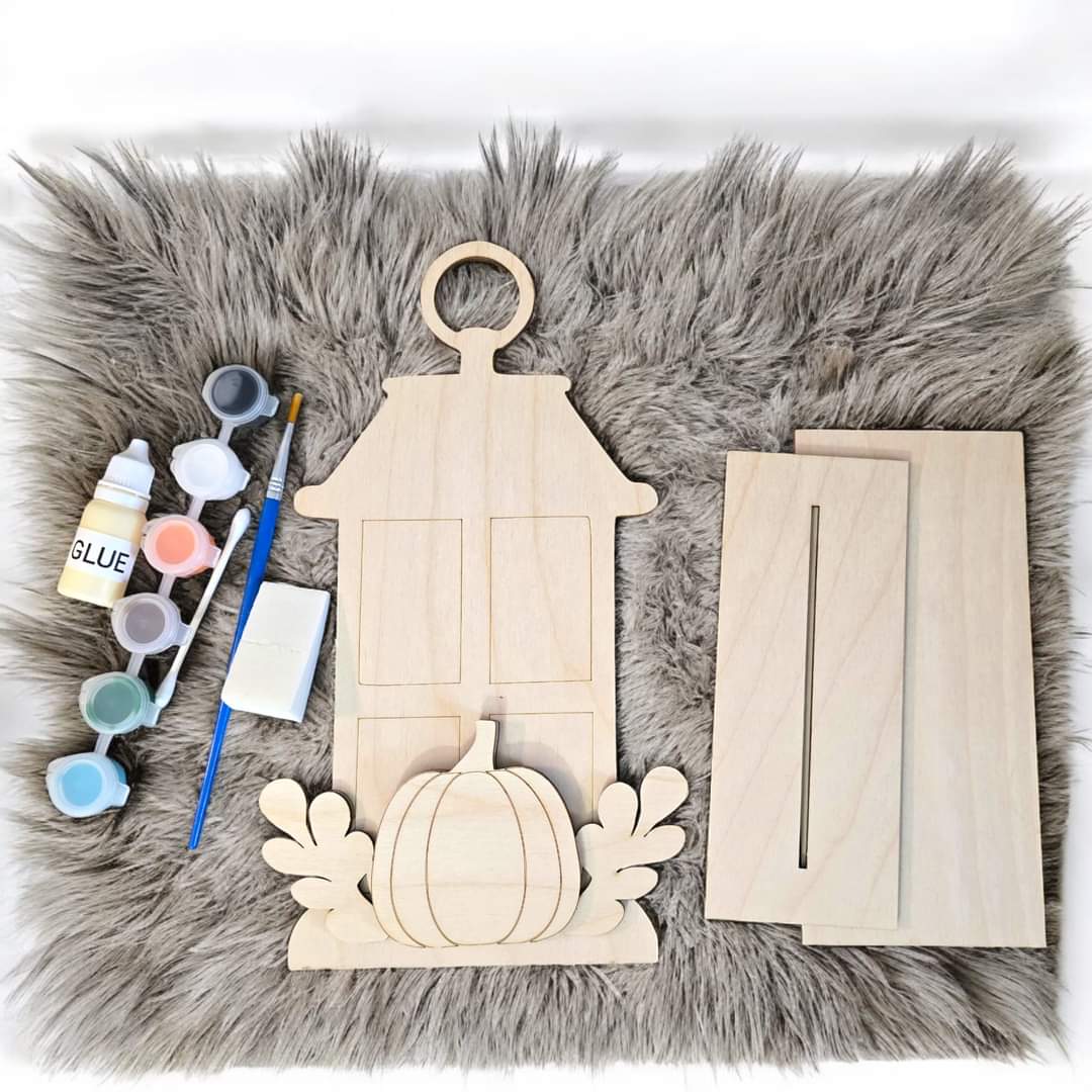 Welcome Fall Autumn skies Hello Winter Lantern DIY paint kit