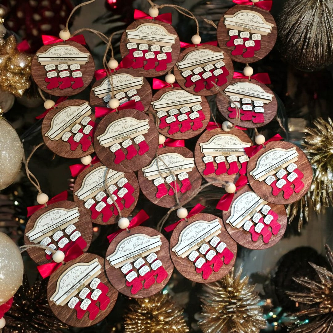 Stocking Personalized Merry Christmas Ornament Max of 8 names 2024
