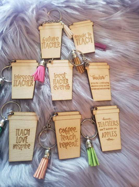 Teacher Coffee Cup Keychains