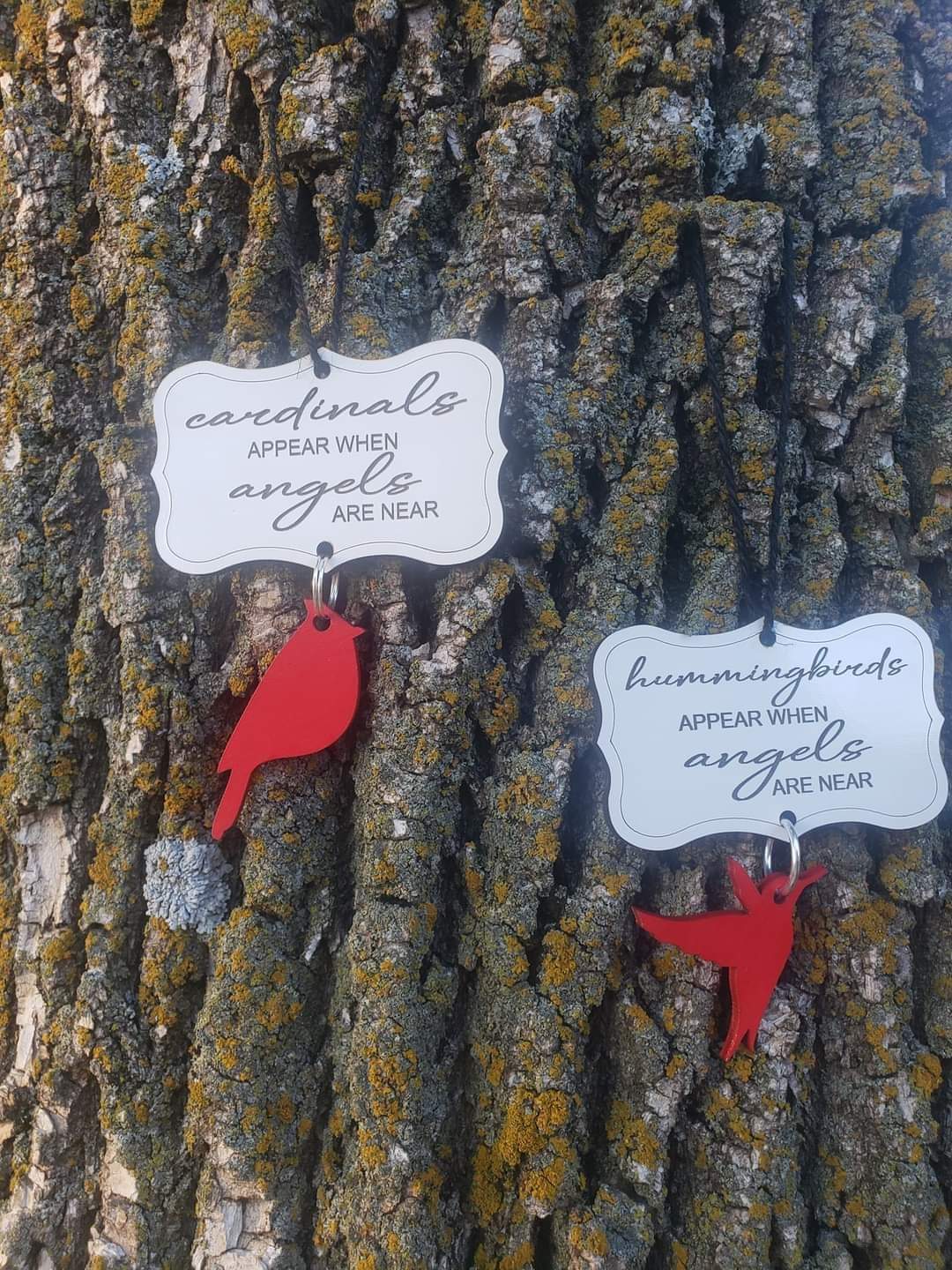 Cardinals and Hummingbird appear Christmas Ornament Memorial