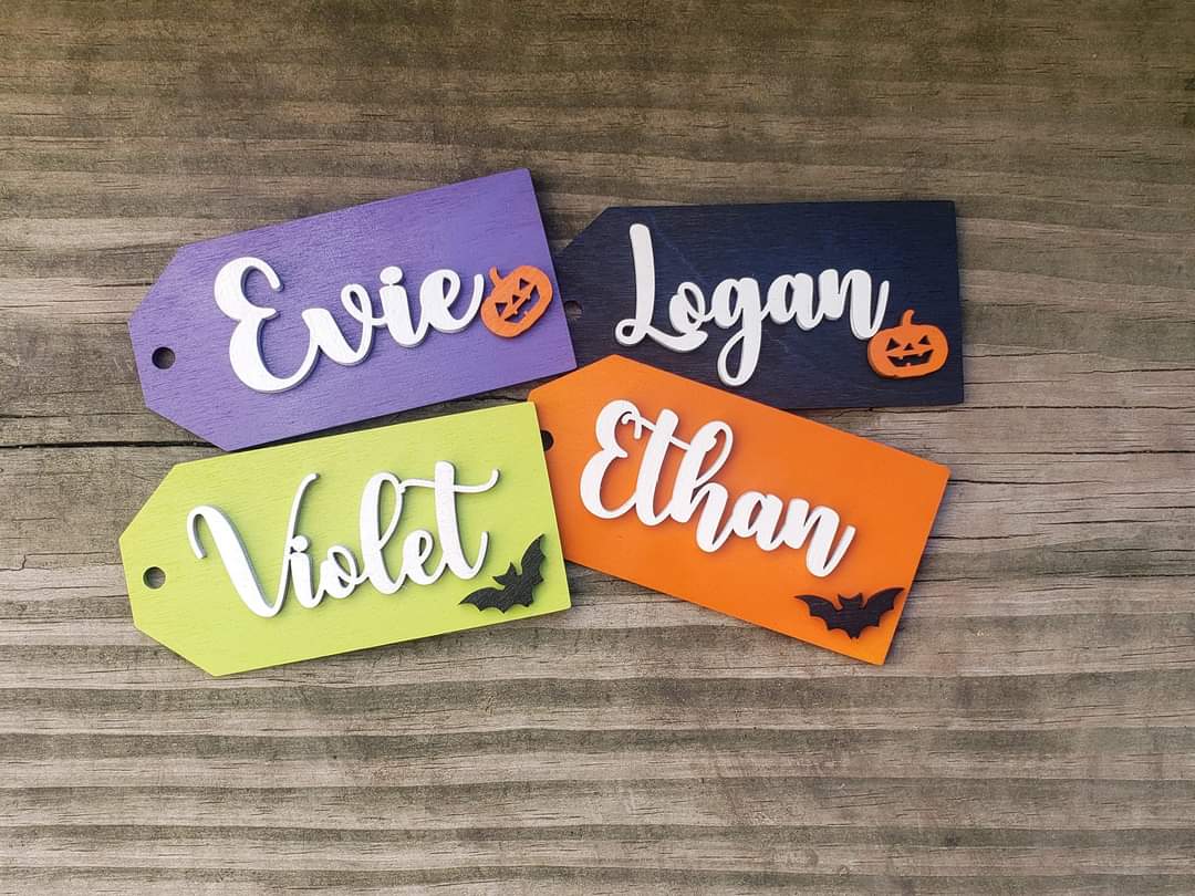 Halloween Basket Name Tags Personalized