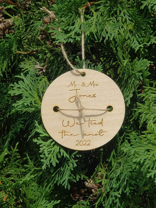 We tied the knot personalized Christmas Ornament