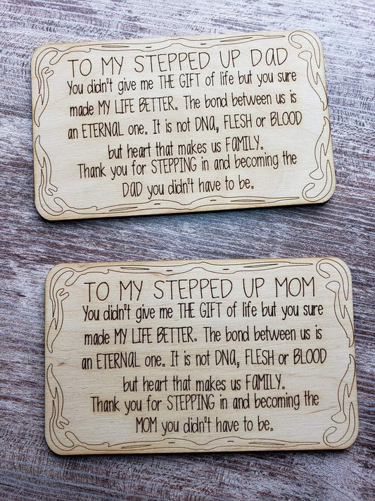 Stepped up Dad and Mom Sign