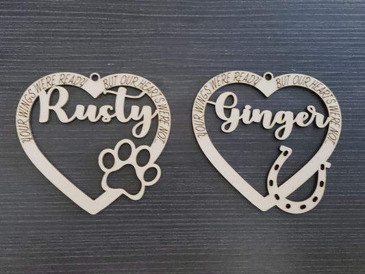Paw print and horse shoe Memorial Christmas Ornament Personalized