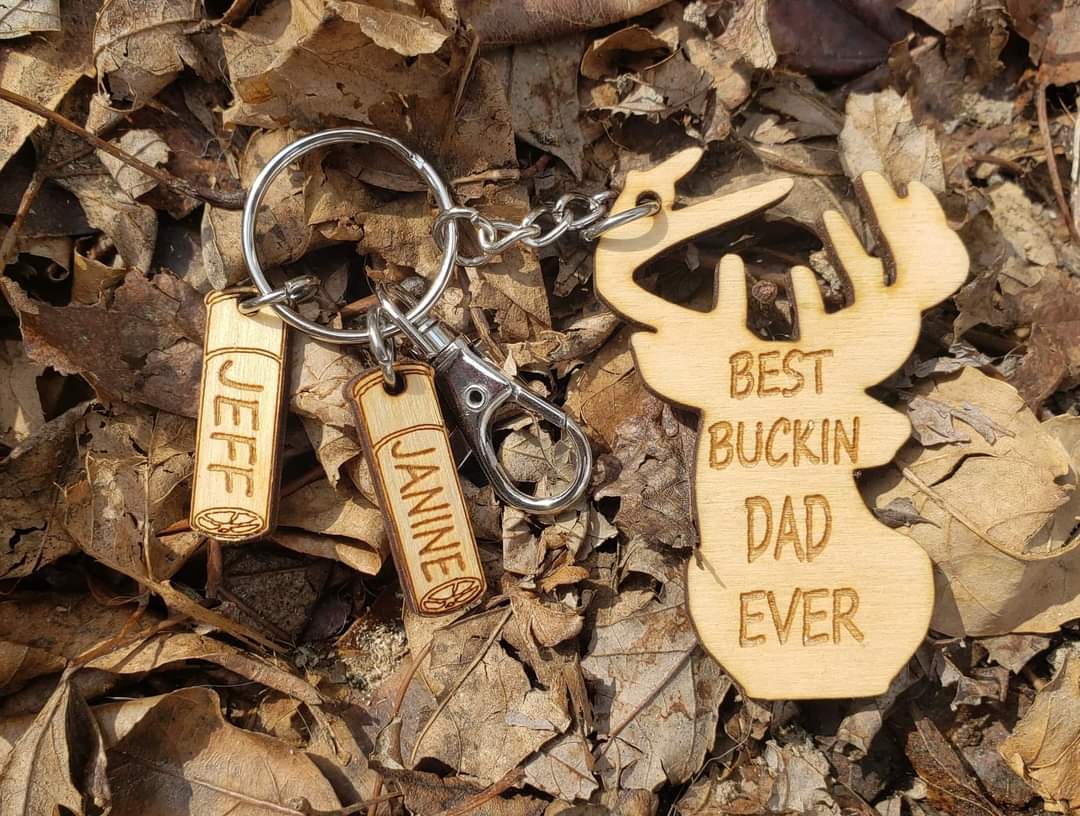 Best Buckin Dad Ever Keychain Personalized with shells
