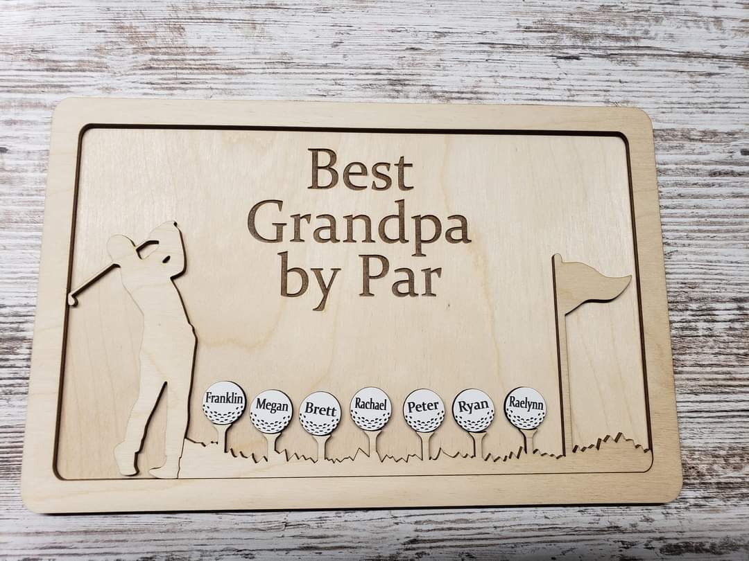 Best Grandpa Dad by Par Golf Sign Personalized