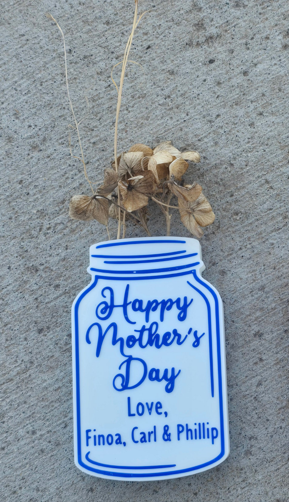 3D printed Happy Mother's Day Mason jar magnet flower holder personalized