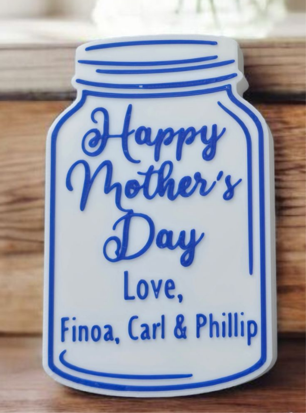 3D printed Happy Mother's Day Mason jar magnet flower holder personalized