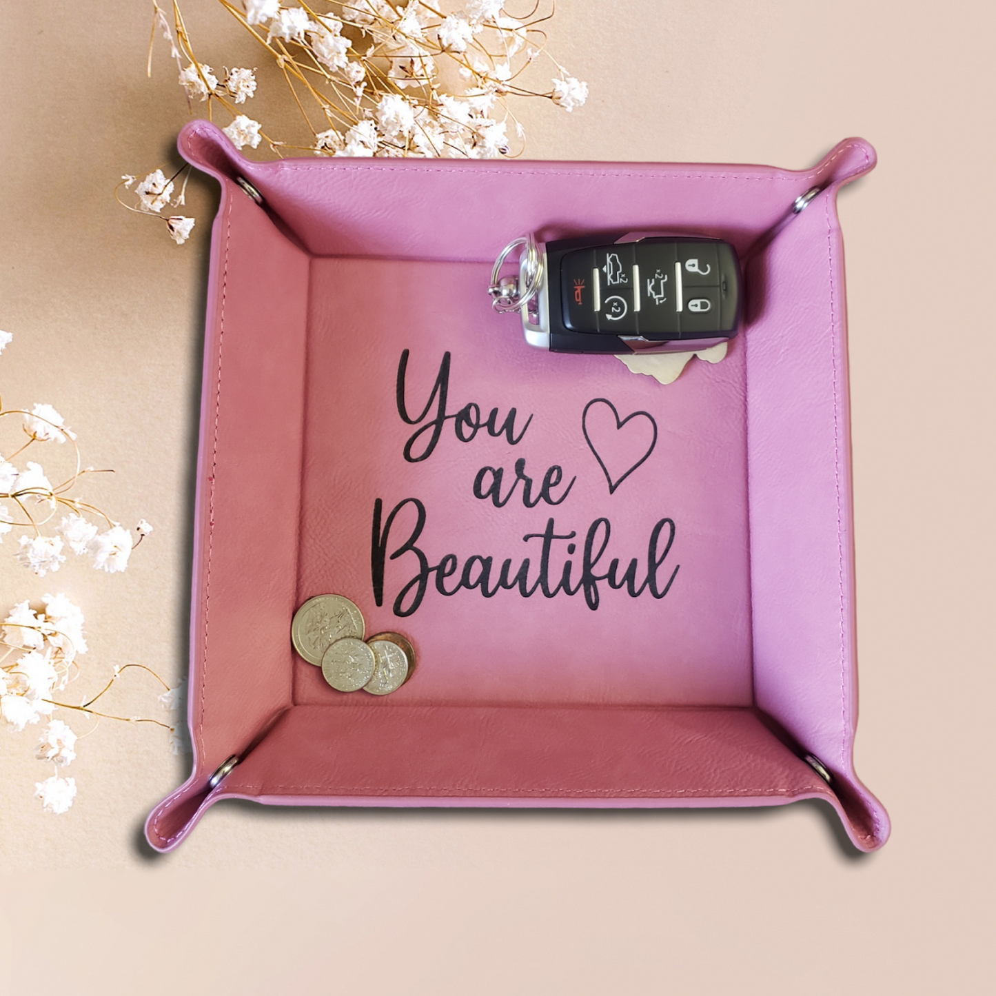 Leatherette snap tray