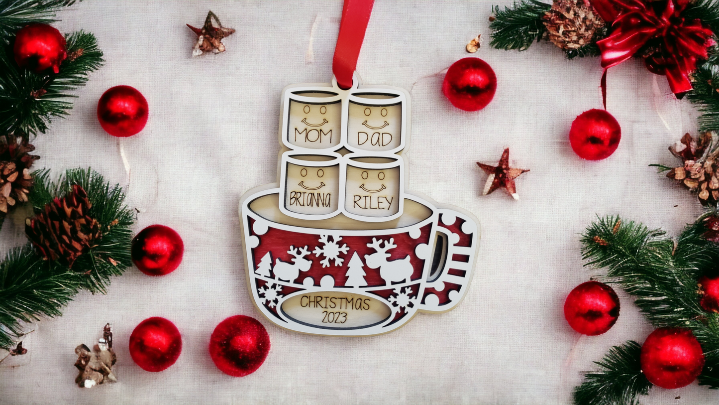 Marshmallow Personalized Christmas Ornament up to 6 names