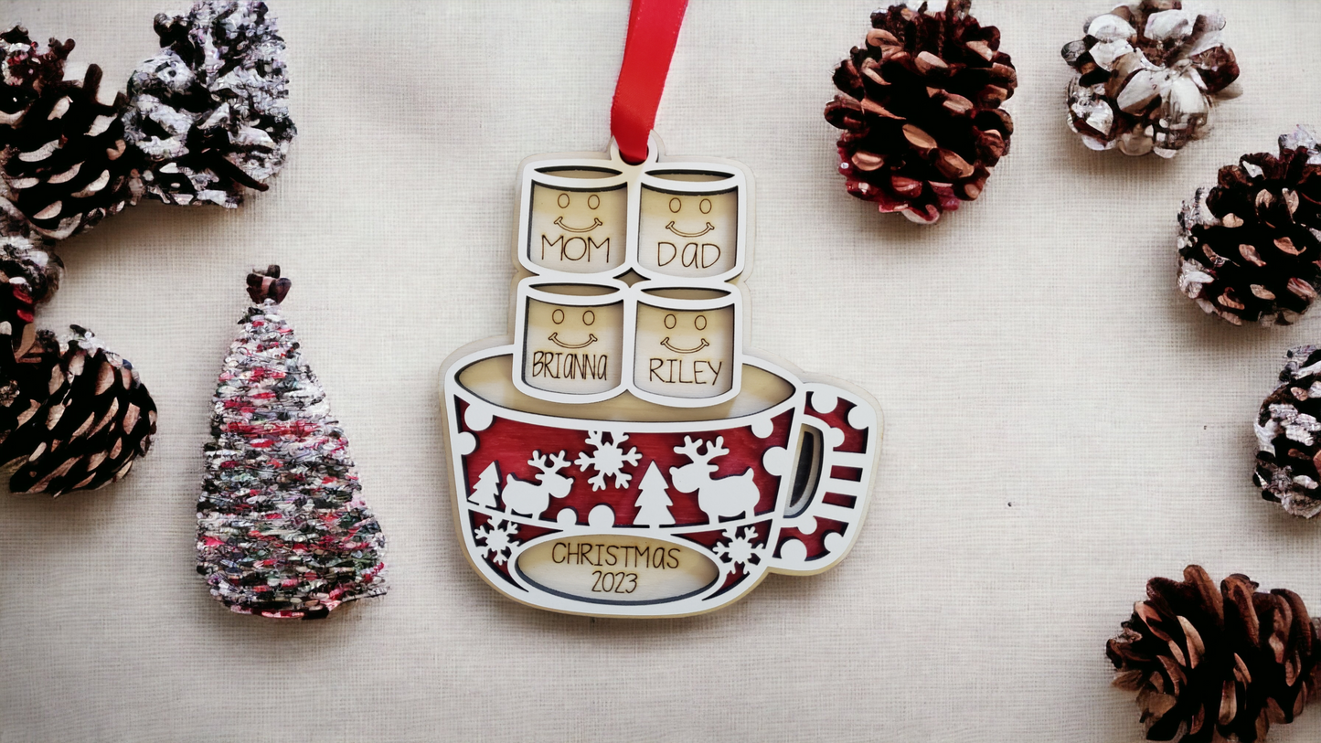 Marshmallow Personalized Christmas Ornament up to 6 names