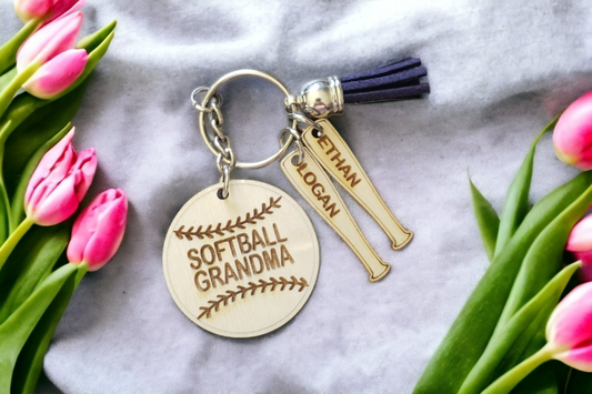 Baseball Mama with Bats Personalized Keychain