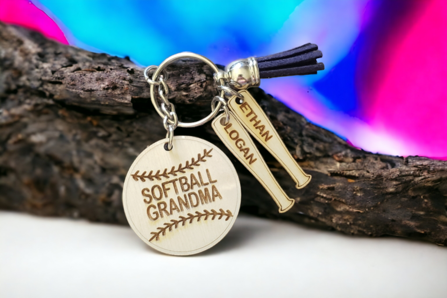 Baseball Mama with Bats Personalized Keychain