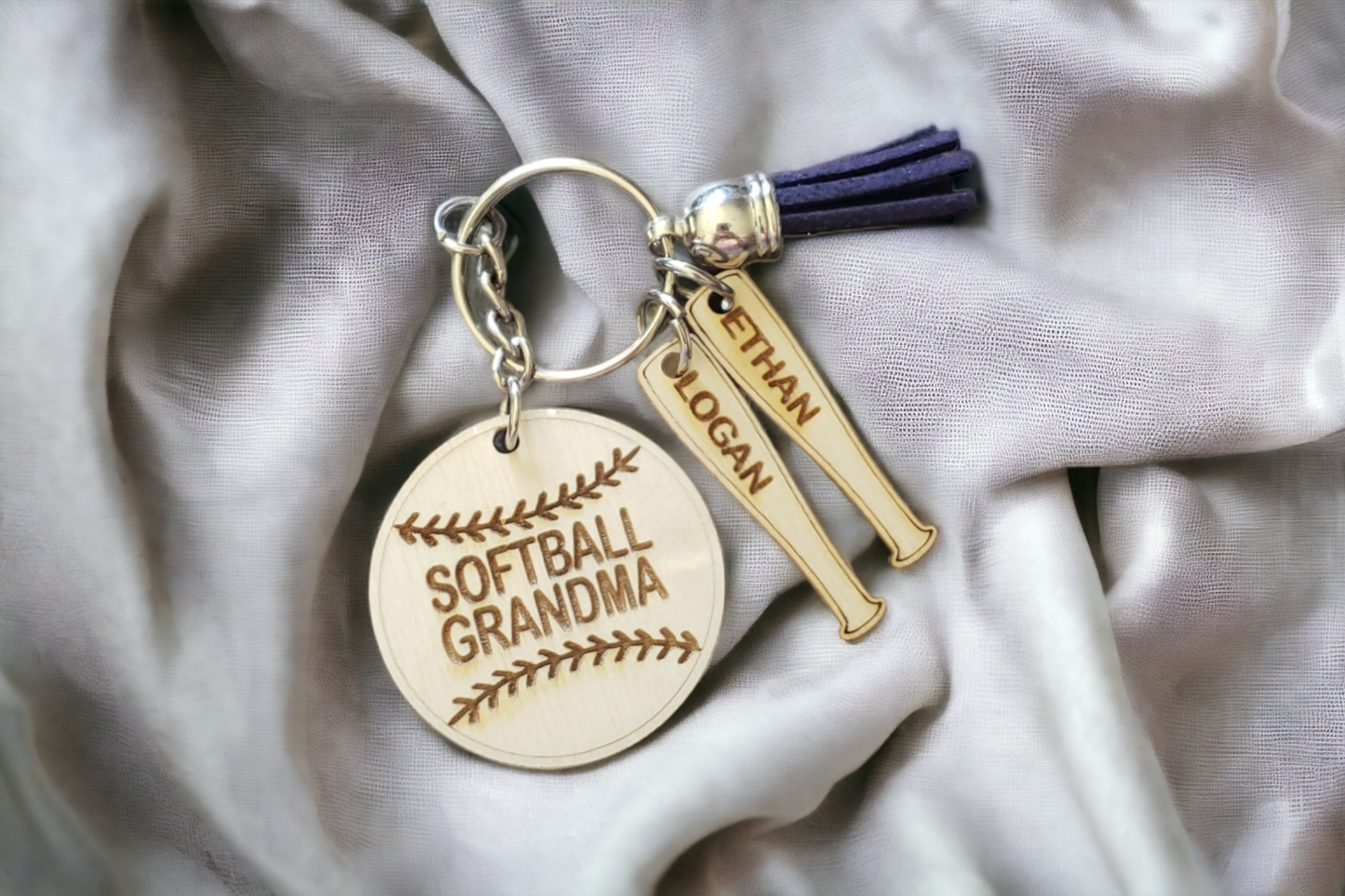 Baseball Mama with Bats Personalized Keychain