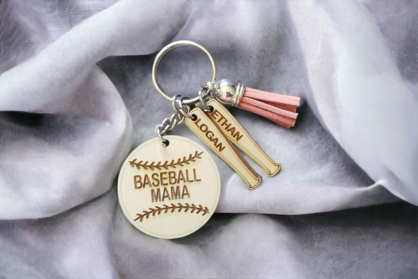 Baseball Mama with Bats Personalized Keychain