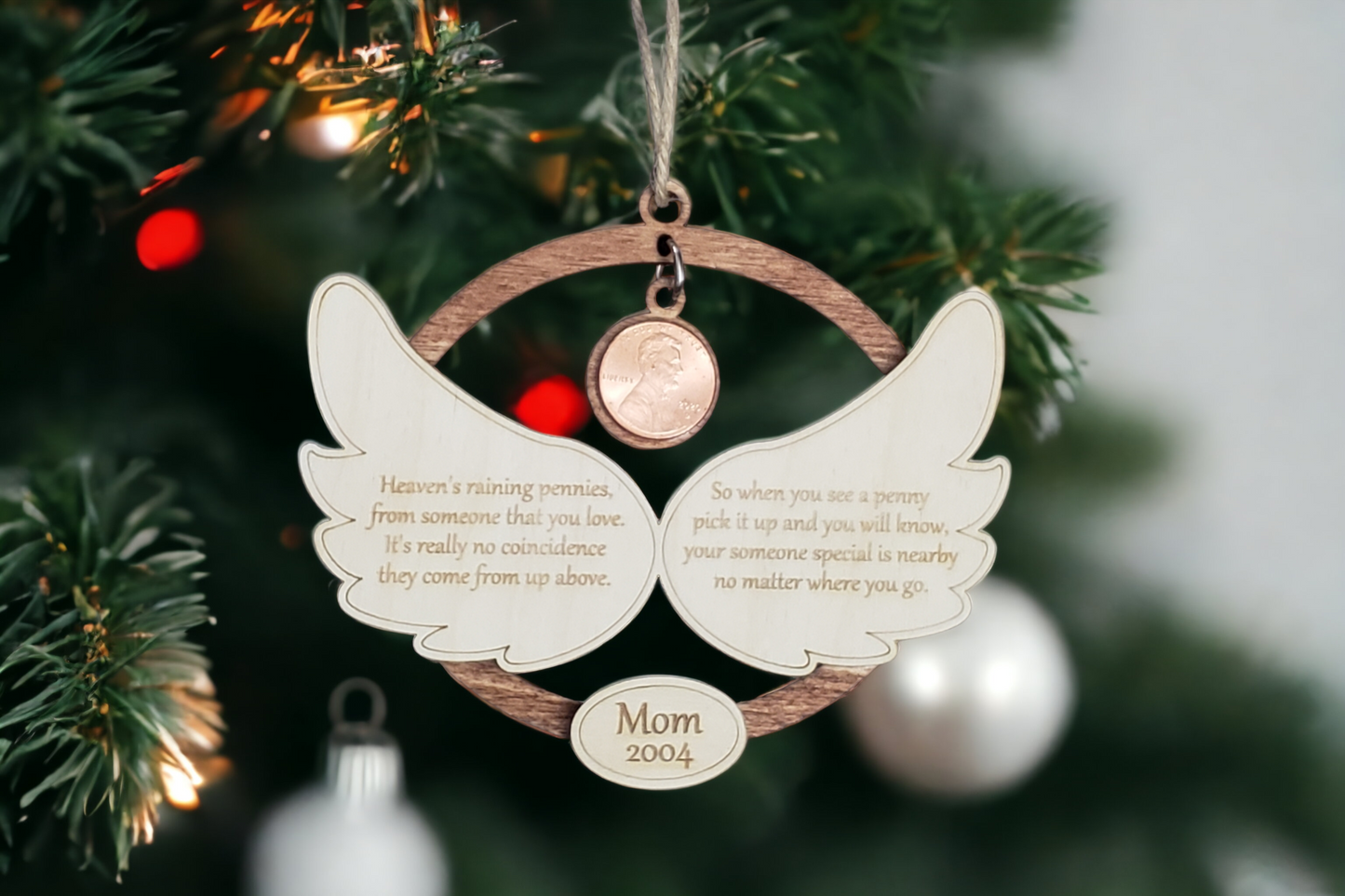 Pennies from Heaven Christmas Ornament Personalized memorial