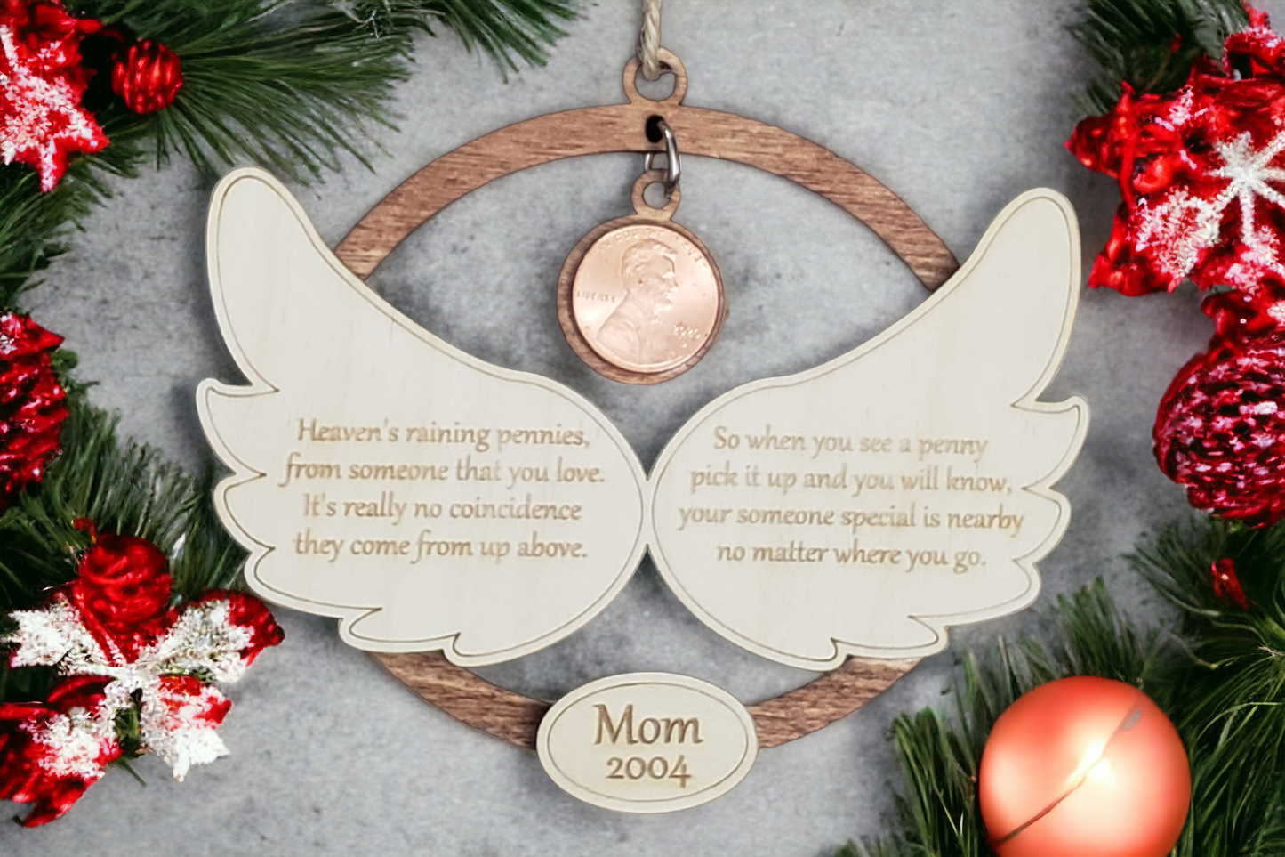 Pennies from Heaven Christmas Ornament Personalized memorial