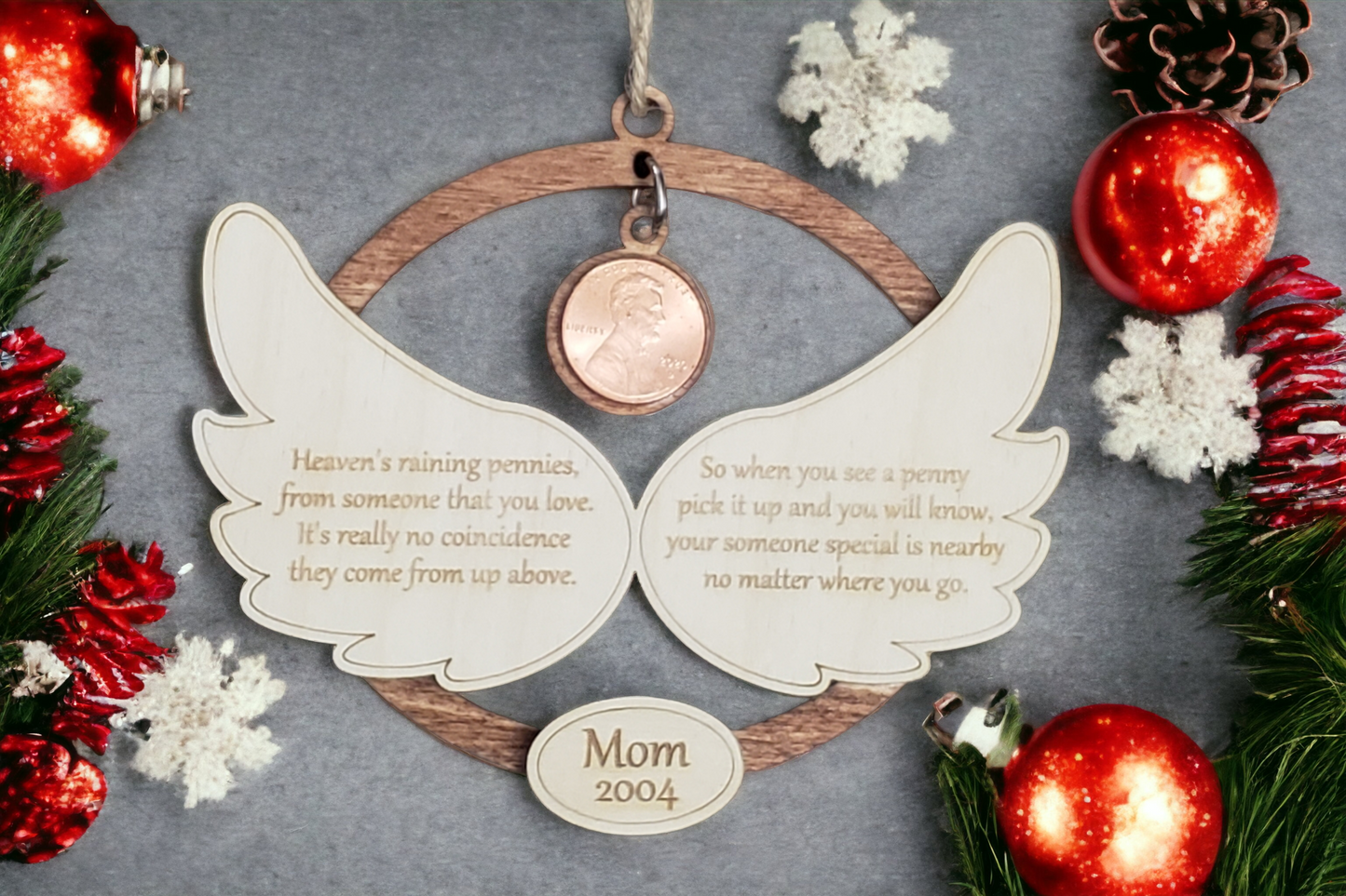 Pennies from Heaven Christmas Ornament Personalized memorial