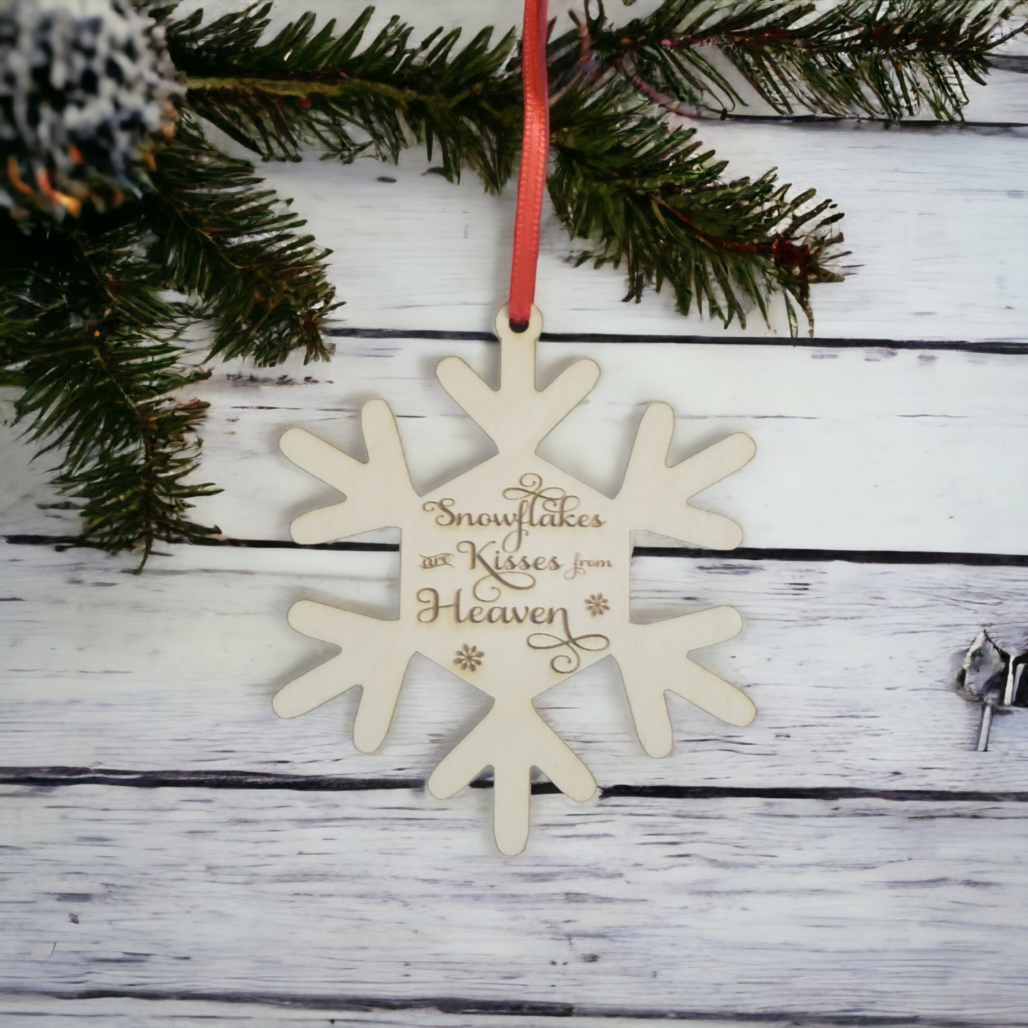 Snowflakes are Kisses from Heaven Christmas Ornaments