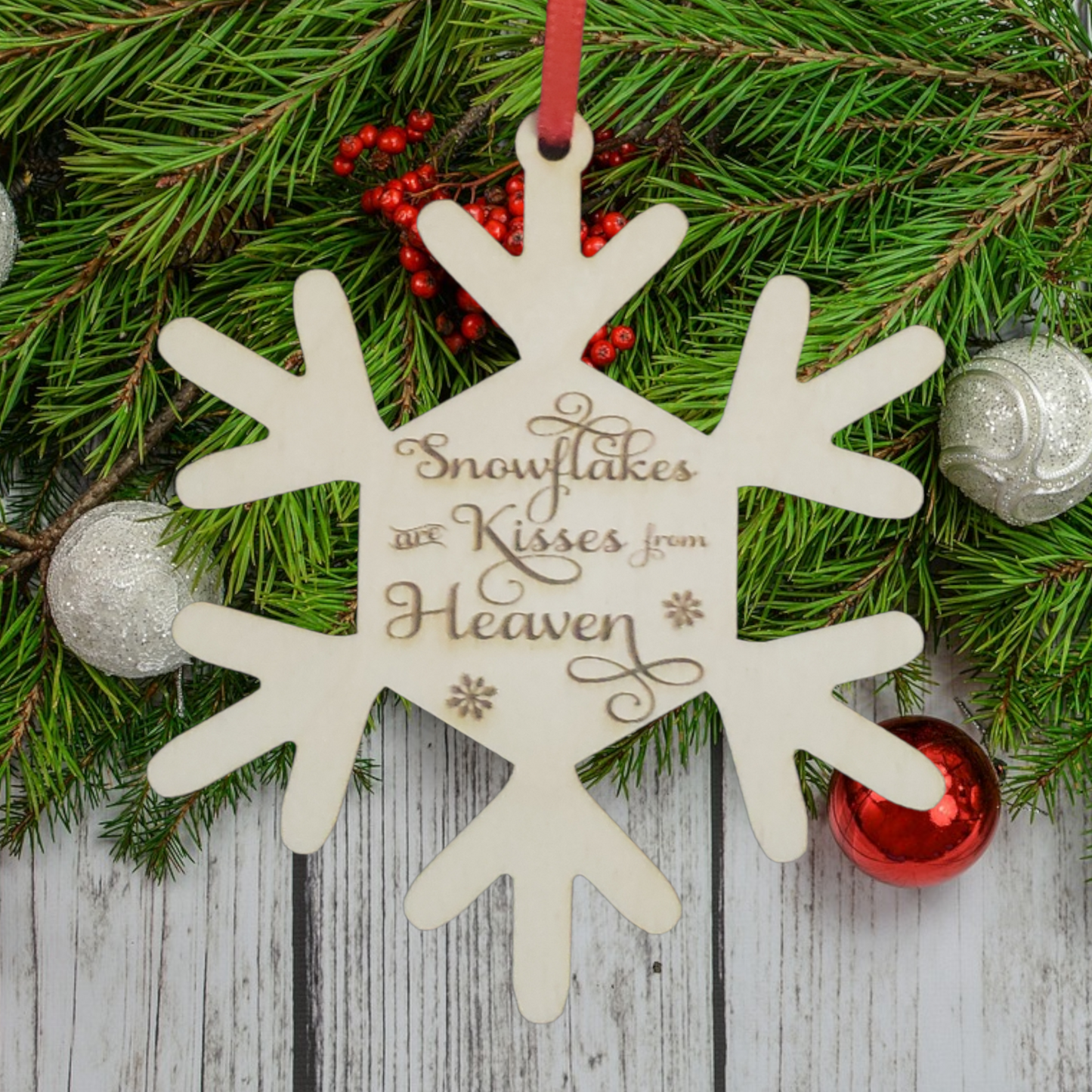 Snowflakes are Kisses from Heaven Christmas Ornaments