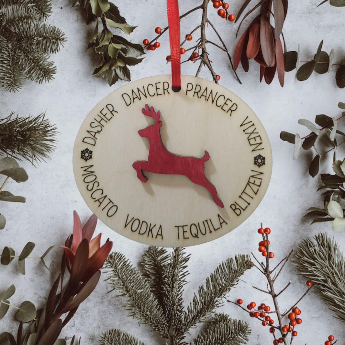 Reindeer alcohol Christmas ornament