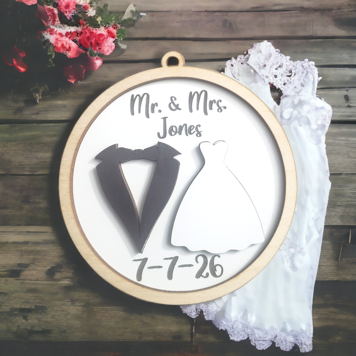 Wedding tux and dress Personalized Christmas Ornament