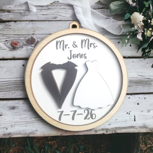 Wedding tux and dress Personalized Christmas Ornament
