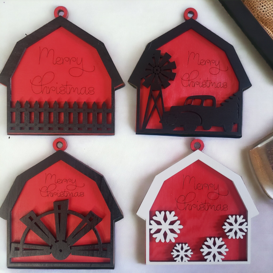 Merry Christmas Barn Ornament