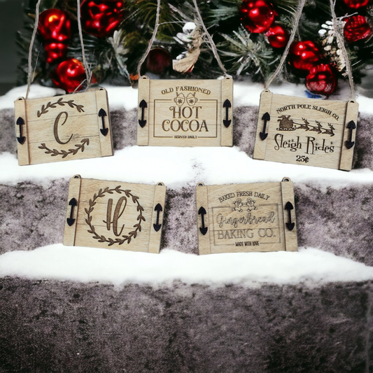 Noodle Board Christmas Ornaments Personalized with letter