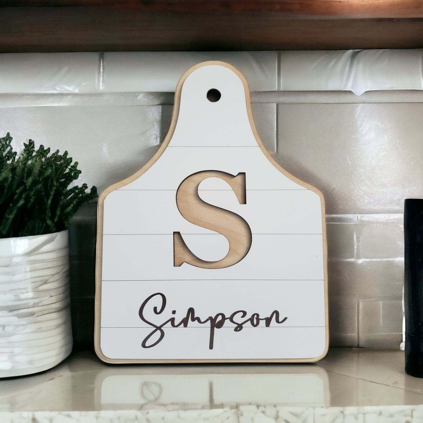 Ear tag last name Small sign leaner Personalized