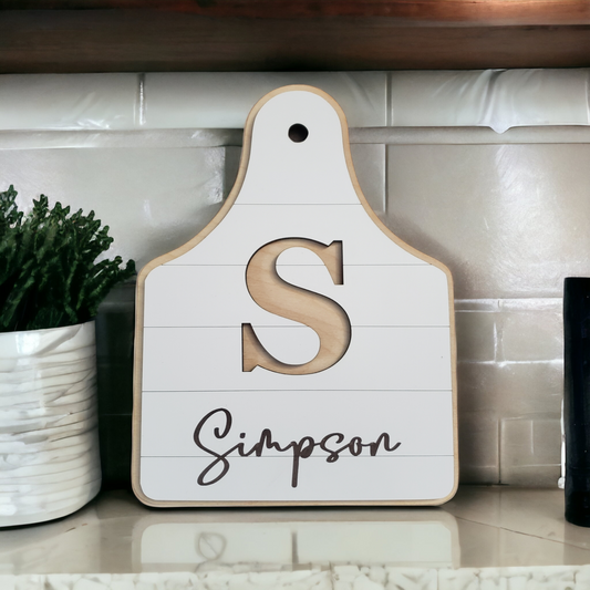 Ear tag last name Small sign leaner Personalized