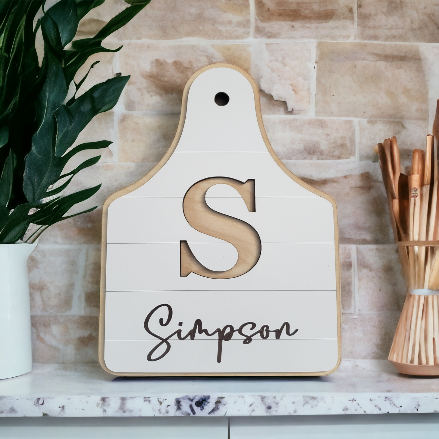Ear tag last name Small sign leaner Personalized