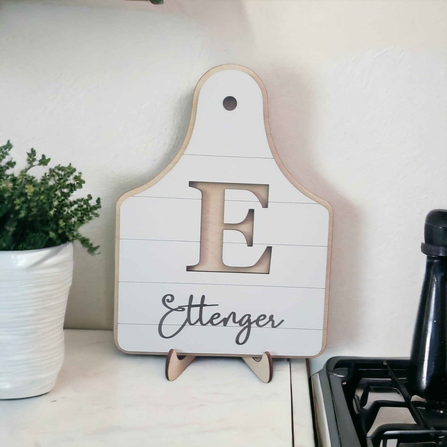 Ear tag last name Small sign leaner Personalized