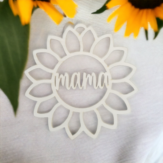 Sunflower car charm personalized. All lower case
